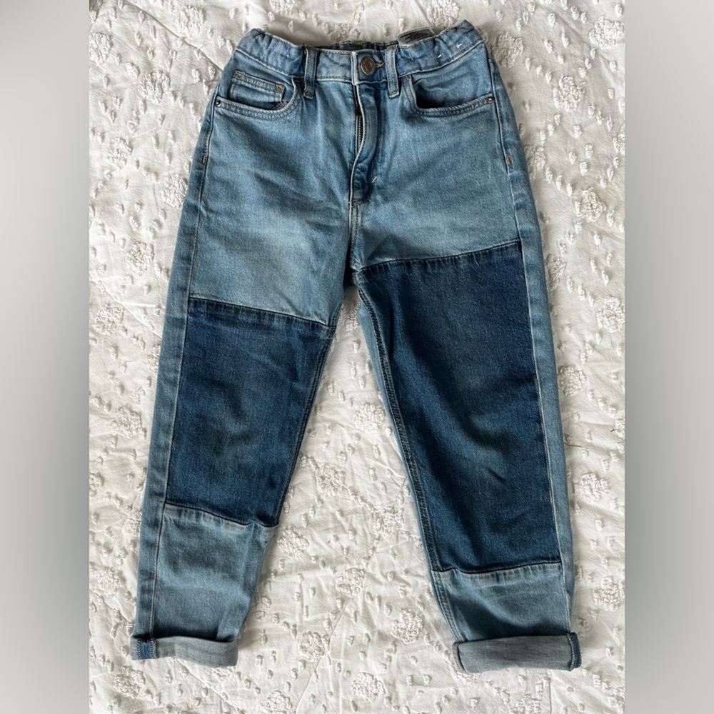 H&M Girls Patchwork “Mom” Jeans 6X Adjustable Waist